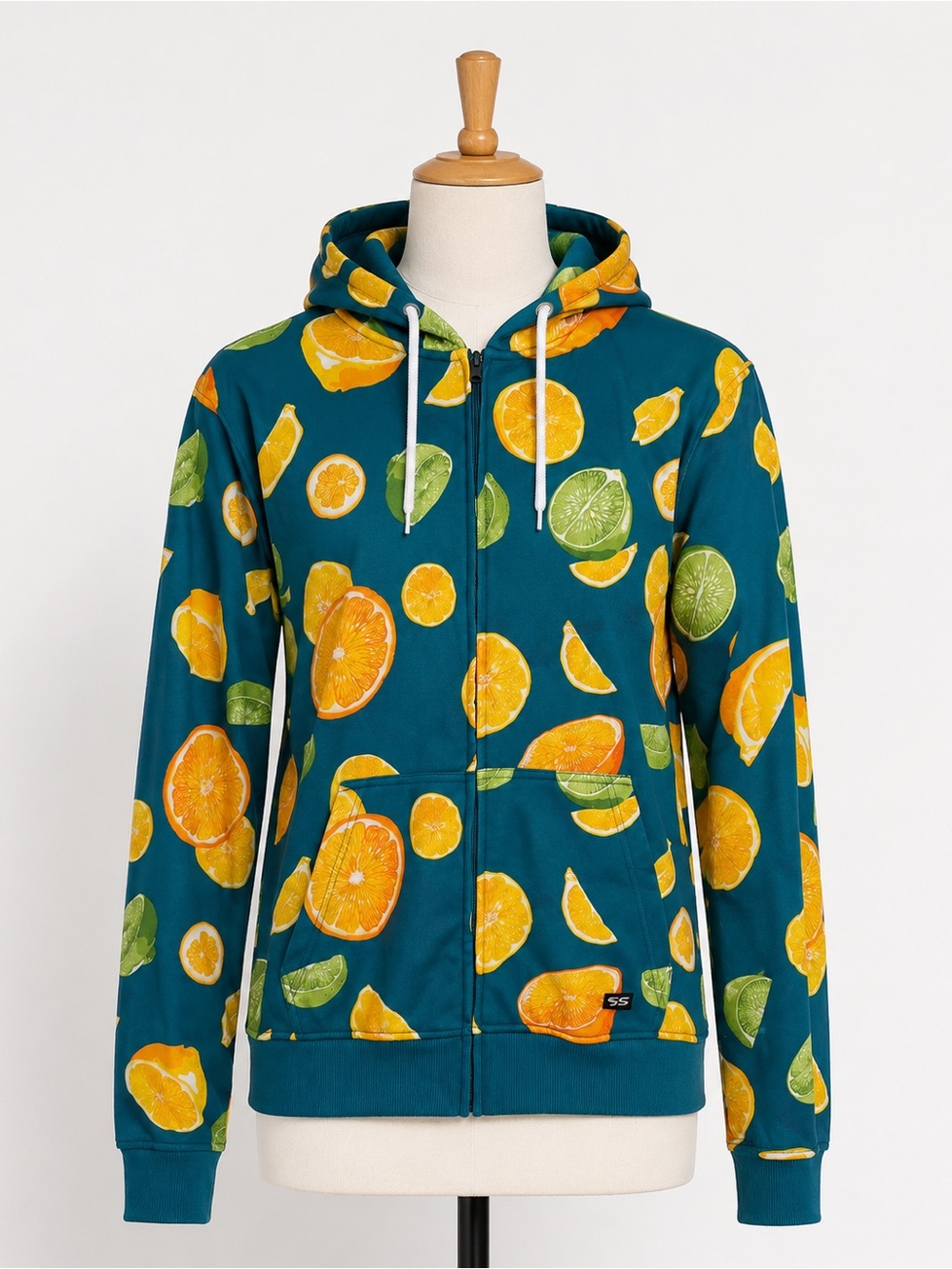 Women’s Teal Citrus-Print Zip Hoodie Jacket - Picture 1 of 1